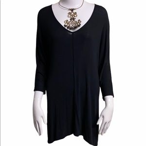 Ella Moss Black Ribbed Hi-Lo Modal Tunic